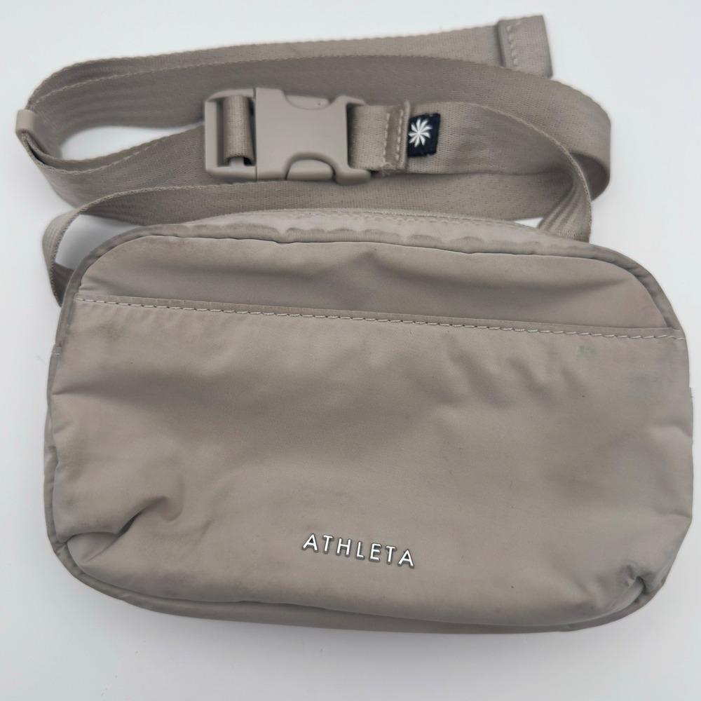 Athleta Excursion Belt Bag Taupe Nylon Adjustable Hiking Fanny Pack Travel